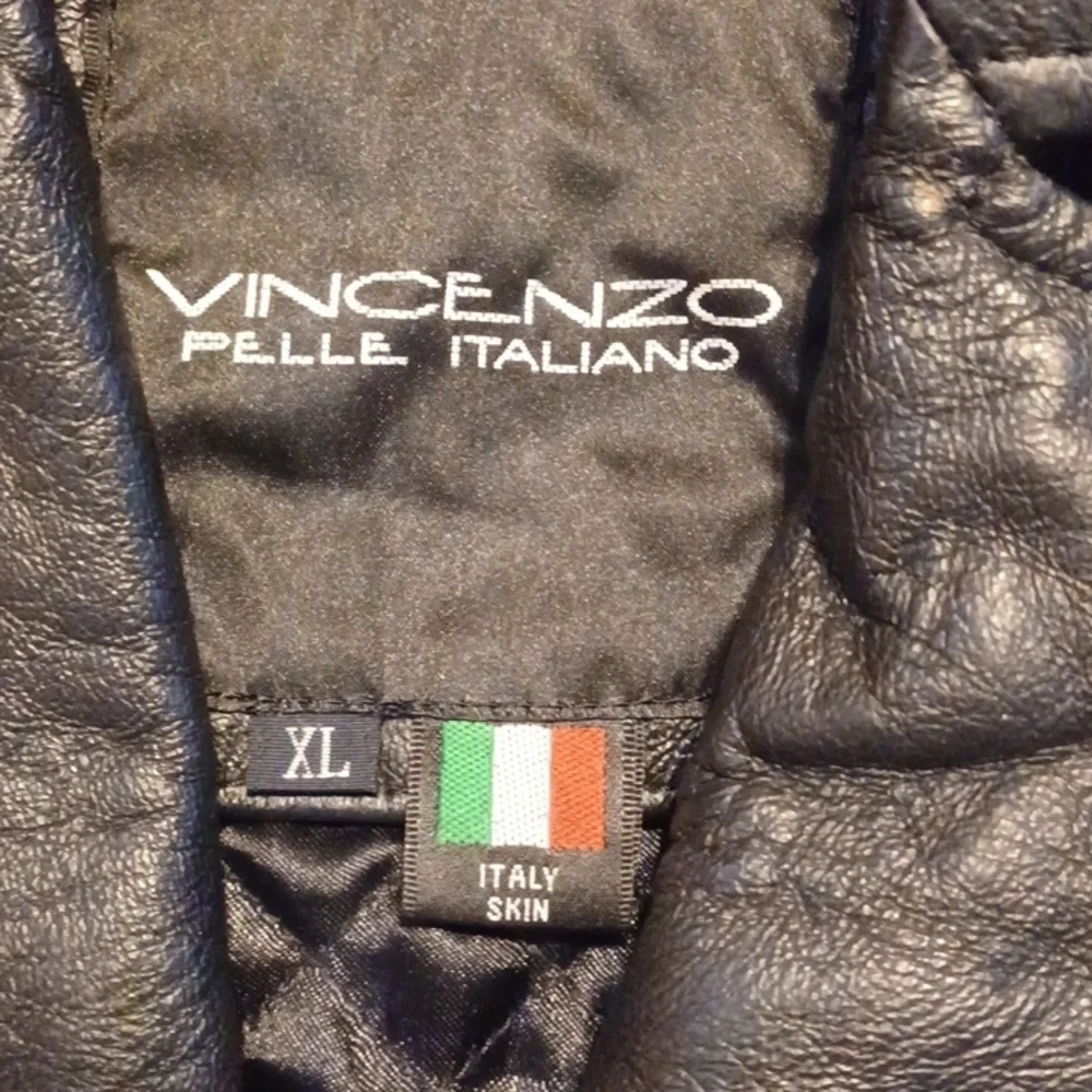 Children's Black Biker Jacket Leather Made In Italy Size Large
